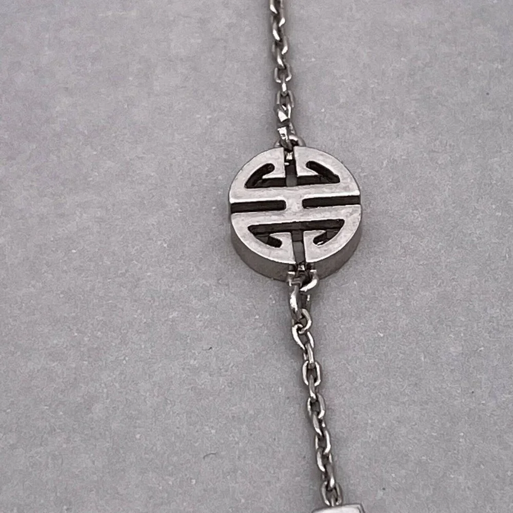Criss Cross Shou Station Long Chain Necklace Gold and Silver Tone 36 Inches